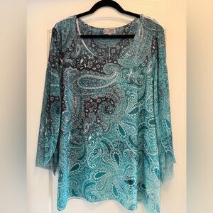 Paisley Print Teal Women's Top
